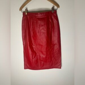 Vintage Red Leather Skirt